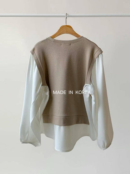 9B109 假兩件襯衫下擺上衣