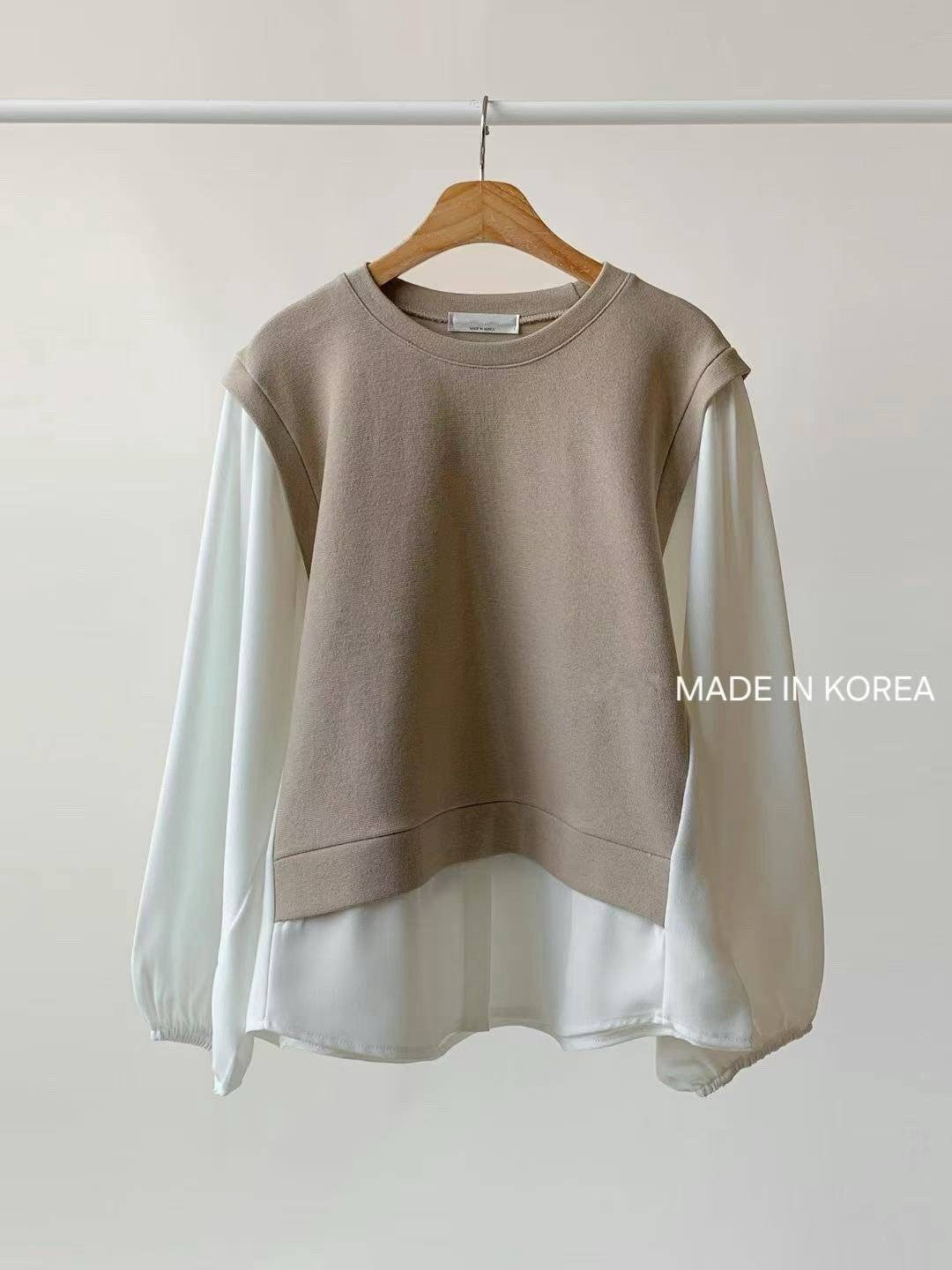 9B109 假兩件襯衫下擺上衣