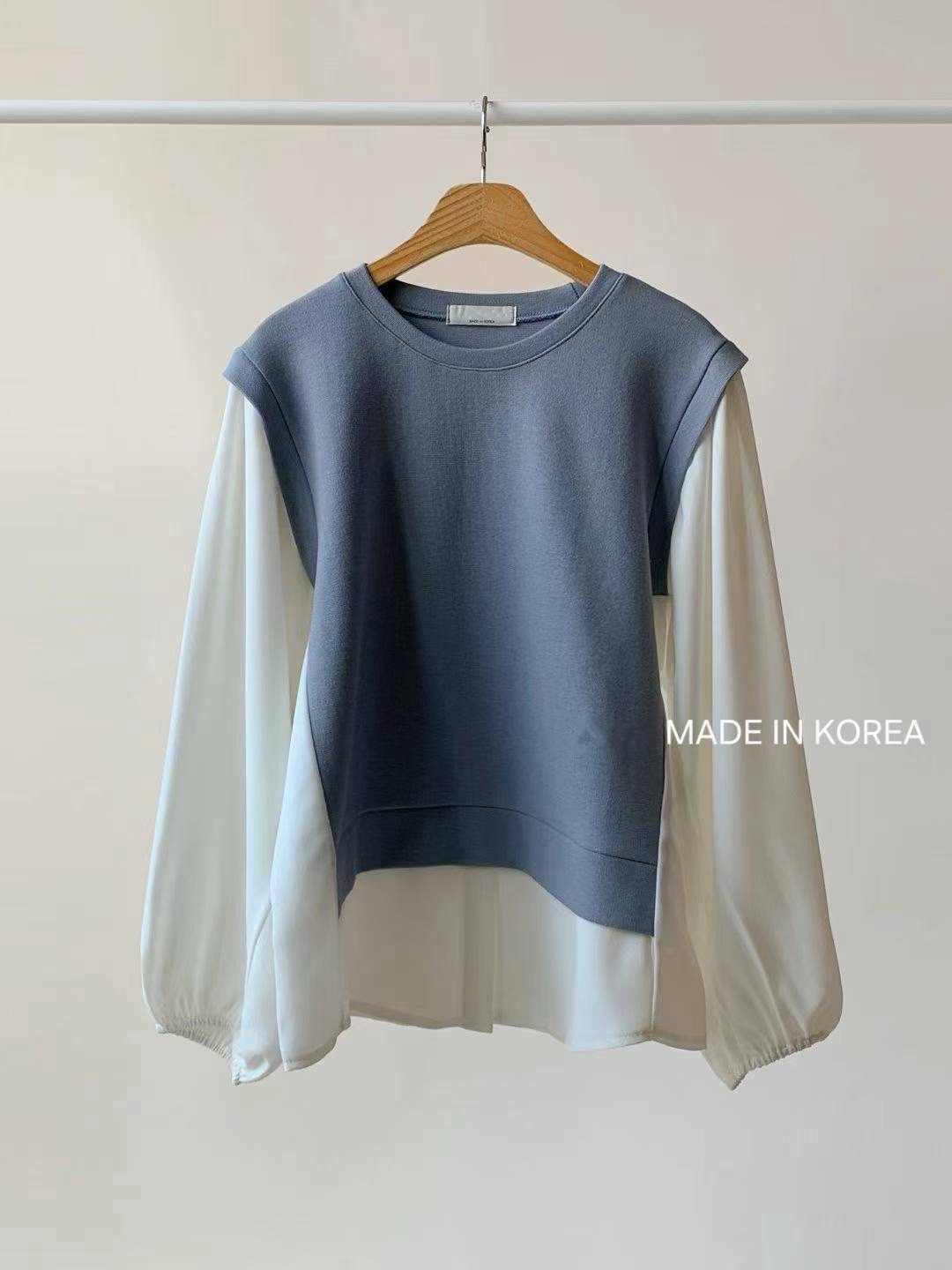 9B109 假兩件襯衫下擺上衣