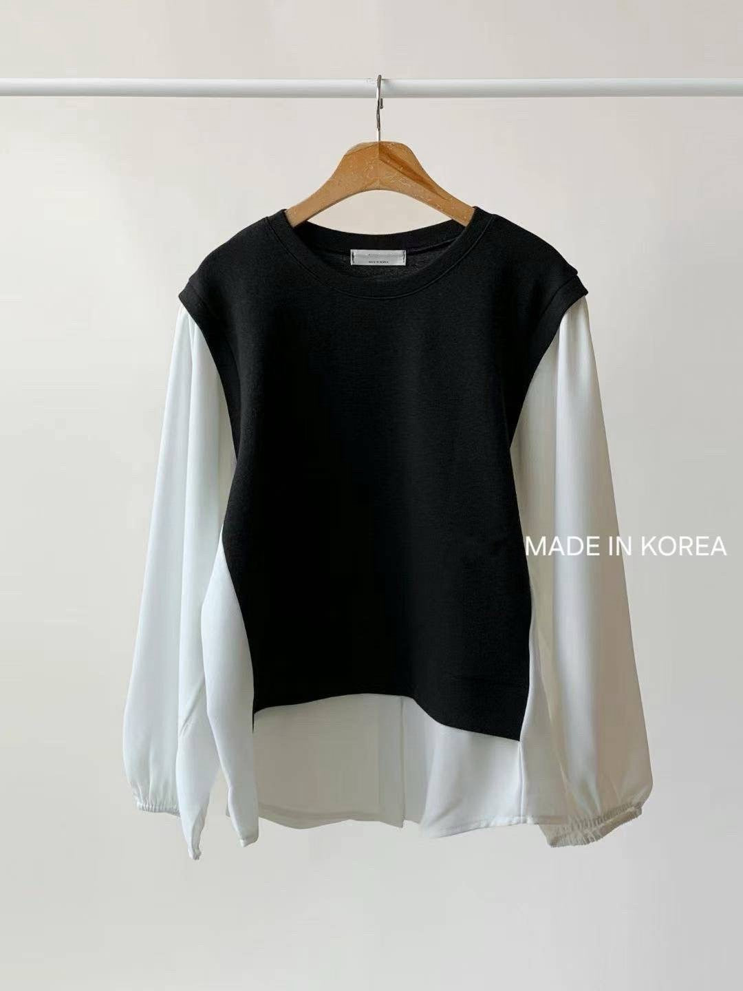 9B109 假兩件襯衫下擺上衣