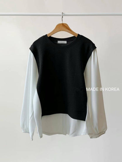 9B109 假兩件襯衫下擺上衣