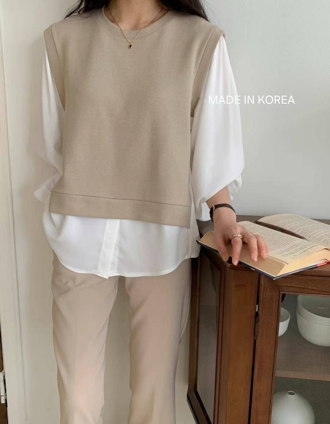 9B109 假兩件襯衫下擺上衣