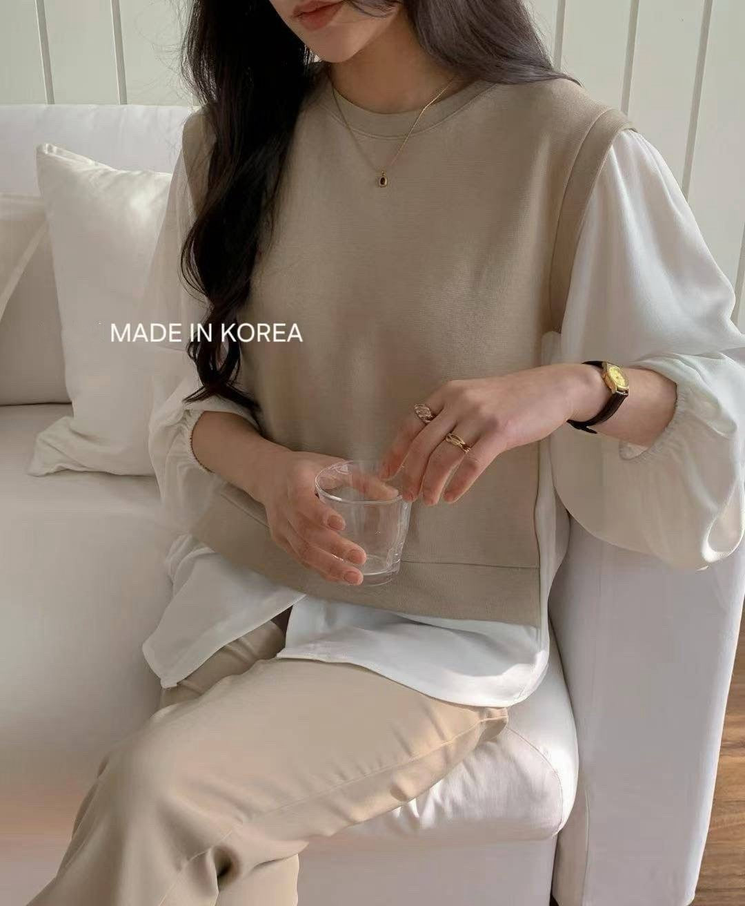 9B109 假兩件襯衫下擺上衣