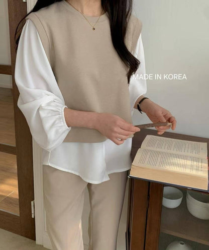 9B109 假兩件襯衫下擺上衣