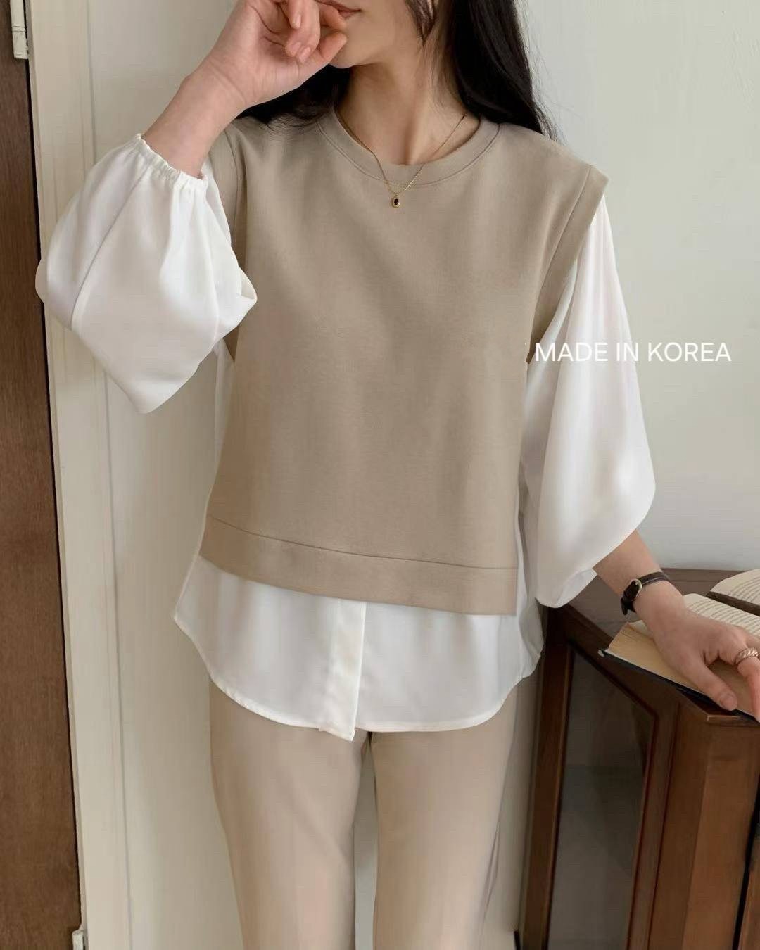 9B109 假兩件襯衫下擺上衣