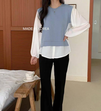 9B109 假兩件襯衫下擺上衣