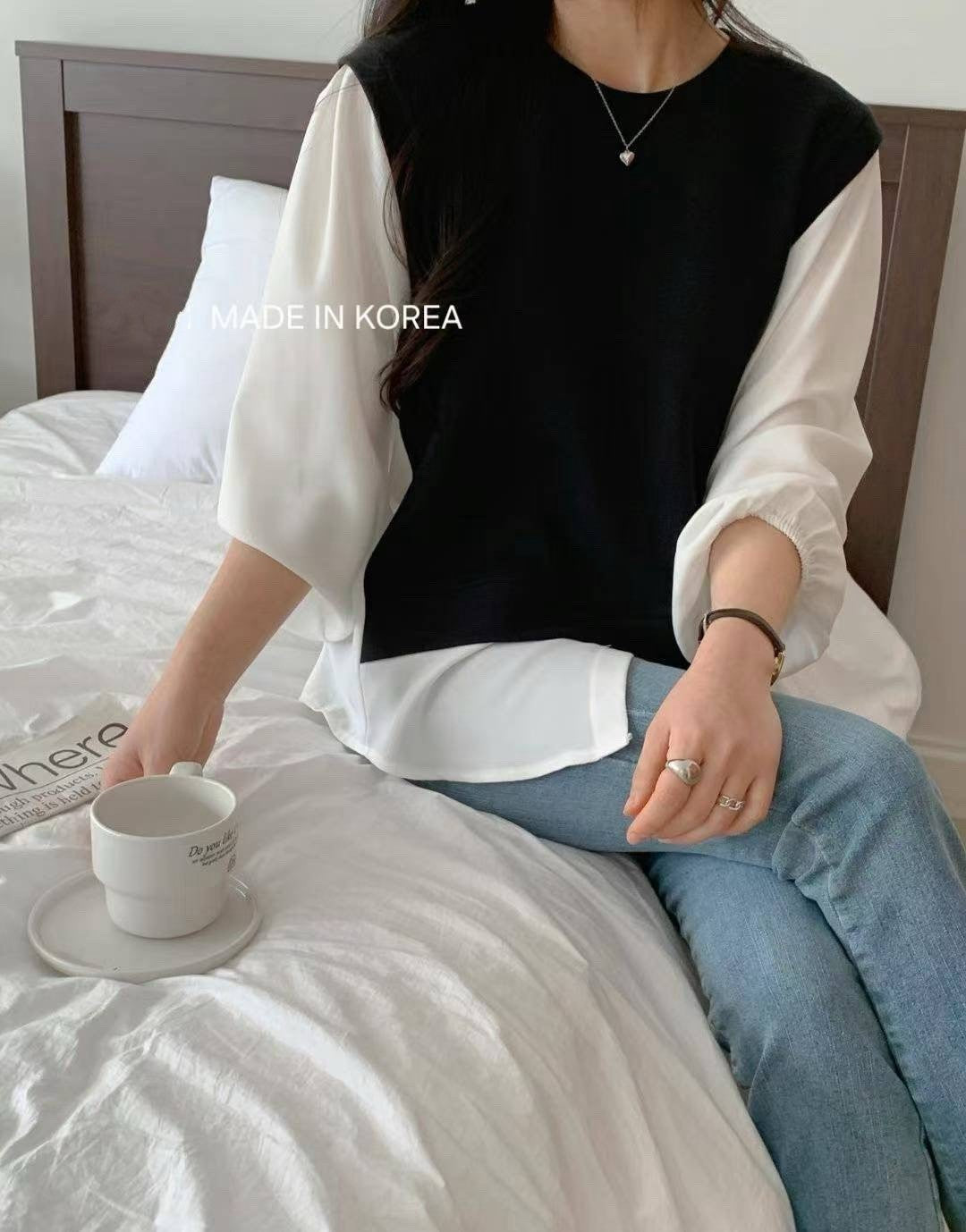 9B109 假兩件襯衫下擺上衣