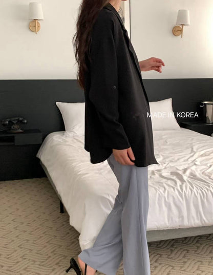 9B103 袖扣繩雪紡西裝罩衫