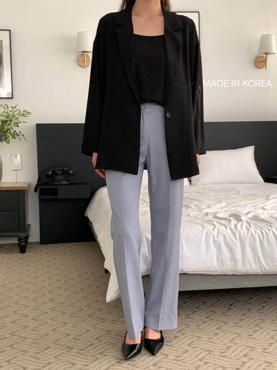 9B103 袖扣繩雪紡西裝罩衫