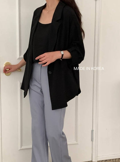 9B103 袖扣繩雪紡西裝罩衫