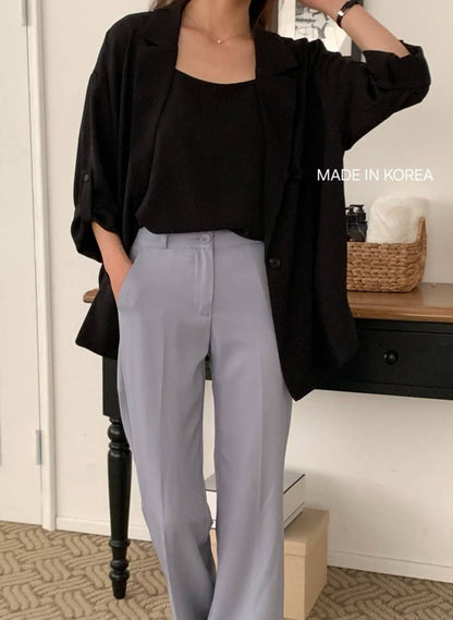 9B103 袖扣繩雪紡西裝罩衫