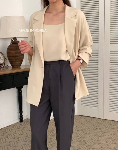 9B103 袖扣繩雪紡西裝罩衫