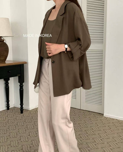 9B103 袖扣繩雪紡西裝罩衫