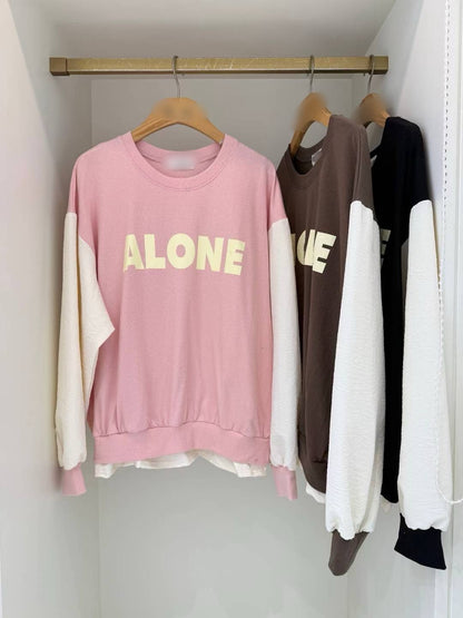 9B216 ALONE拚袖衛衣