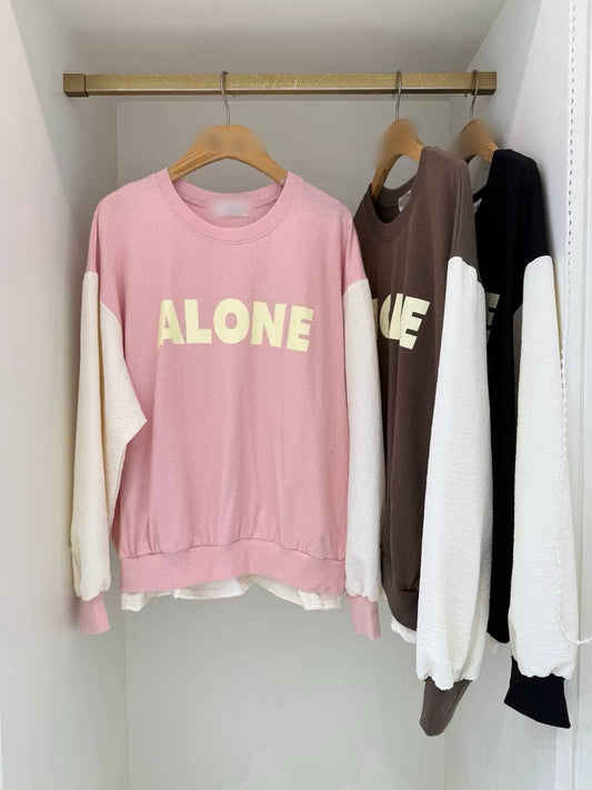 9B216 ALONE拚袖衛衣