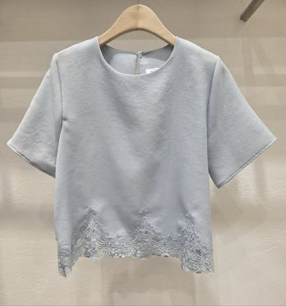 3B301 下擺布蕾斯短袖上衣