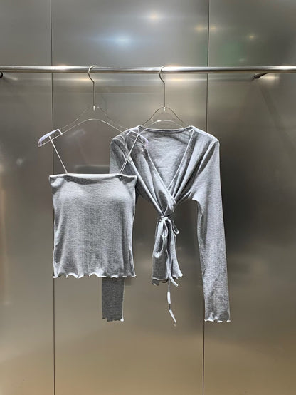 9C201 綁帶螺紋舒服棉罩衫
