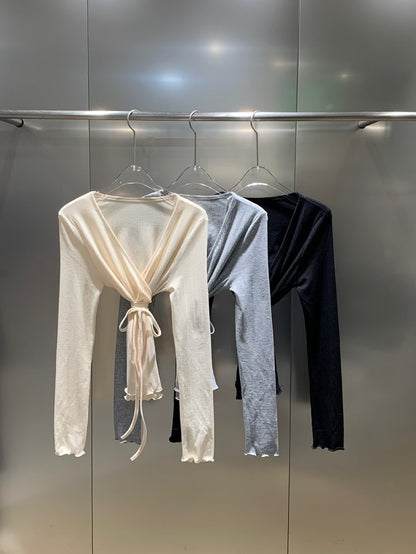 9C201 綁帶螺紋舒服棉罩衫