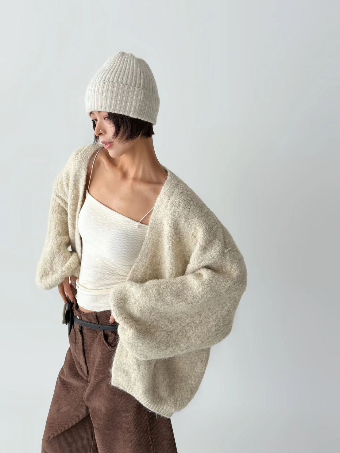 12C301 混色鬆弛感毛料罩衫