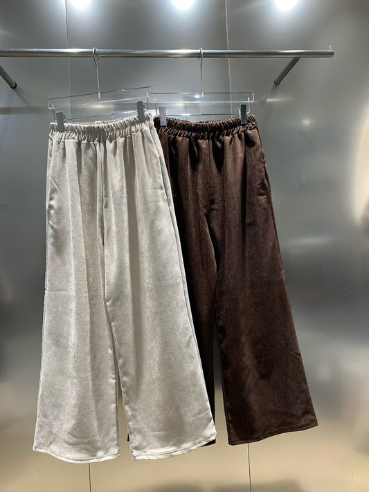 12C305 秋冬款挺料鬆緊腰長寬褲