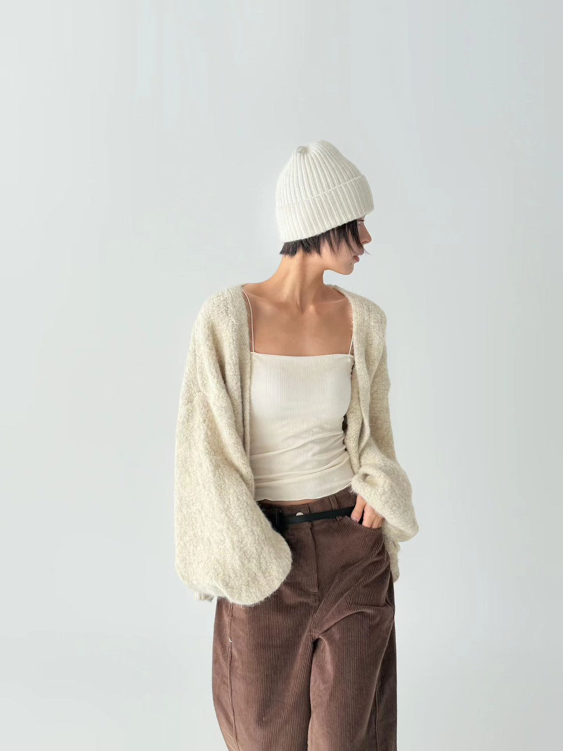 12C301 混色鬆弛感毛料罩衫