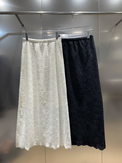 12C302 鬆緊腰蕾絲長裙