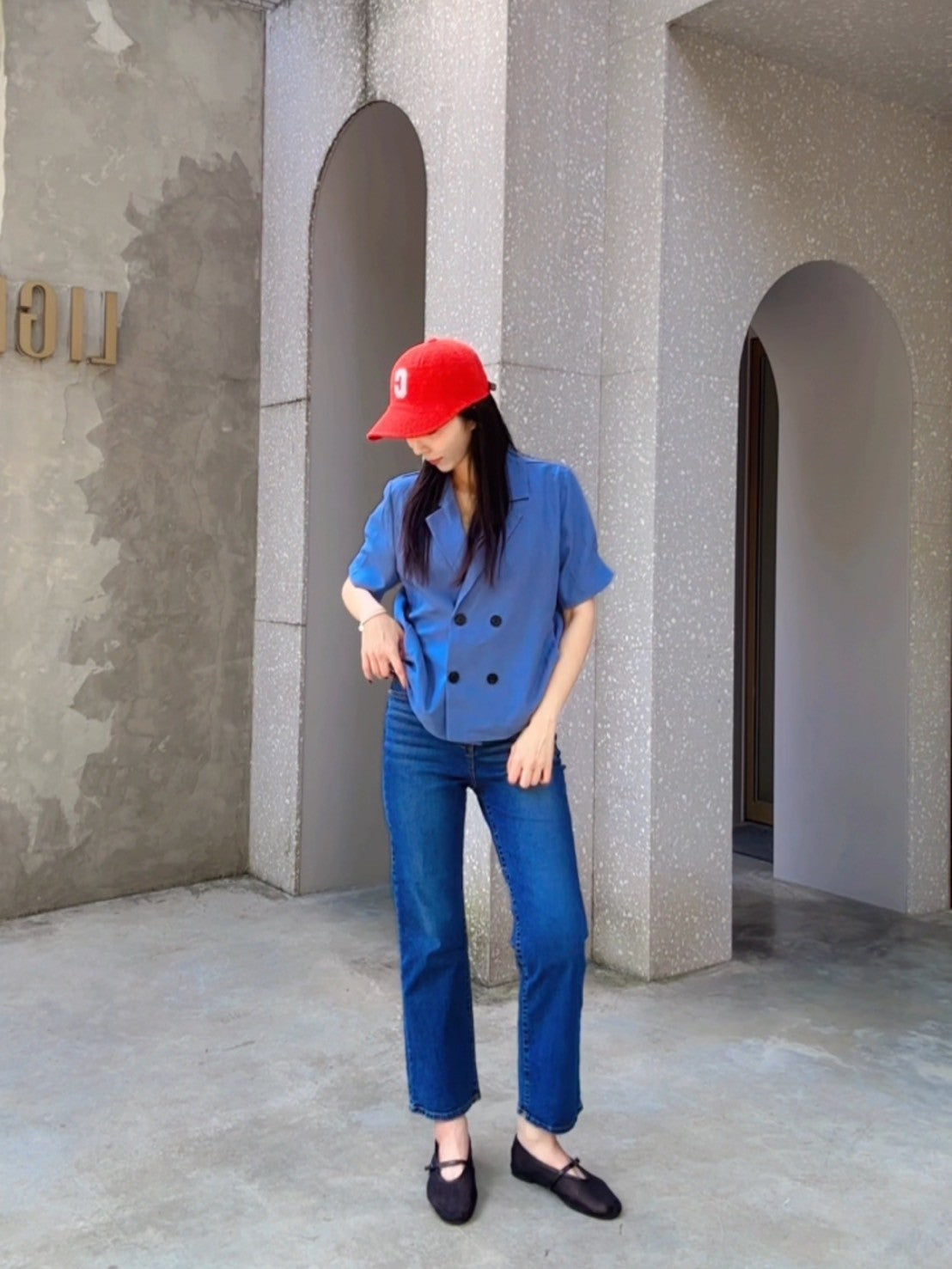 JL756 薄款單寧小直筒褲