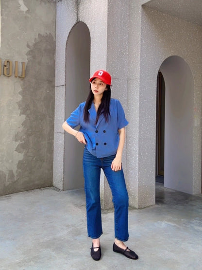 JL756 薄款單寧小直筒褲