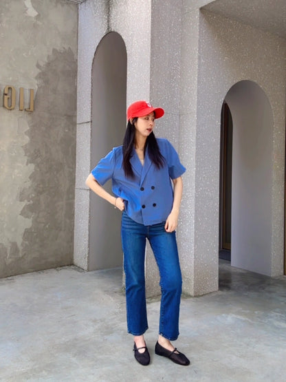 JL756 薄款單寧小直筒褲