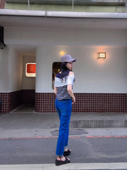 JL756 薄款單寧小直筒褲