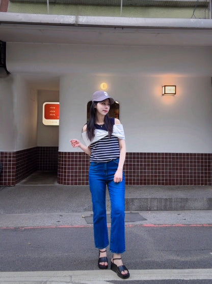 JL756 薄款單寧小直筒褲