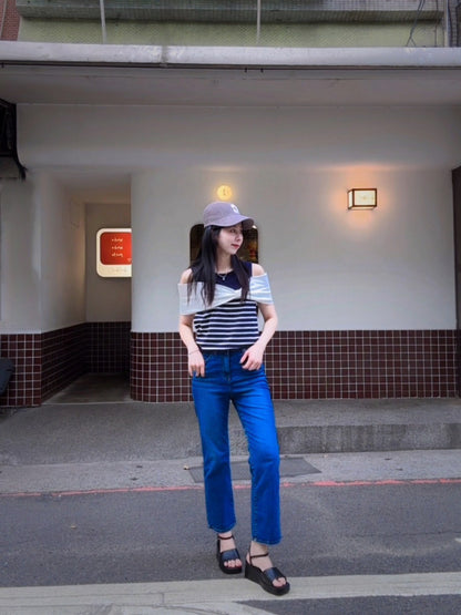 JL756 薄款單寧小直筒褲