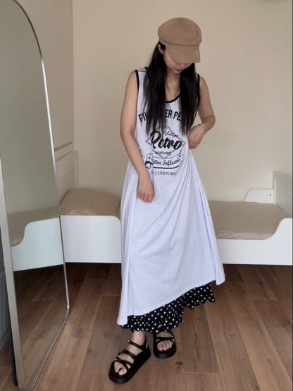 6D111 滾邊美式字母長洋裝