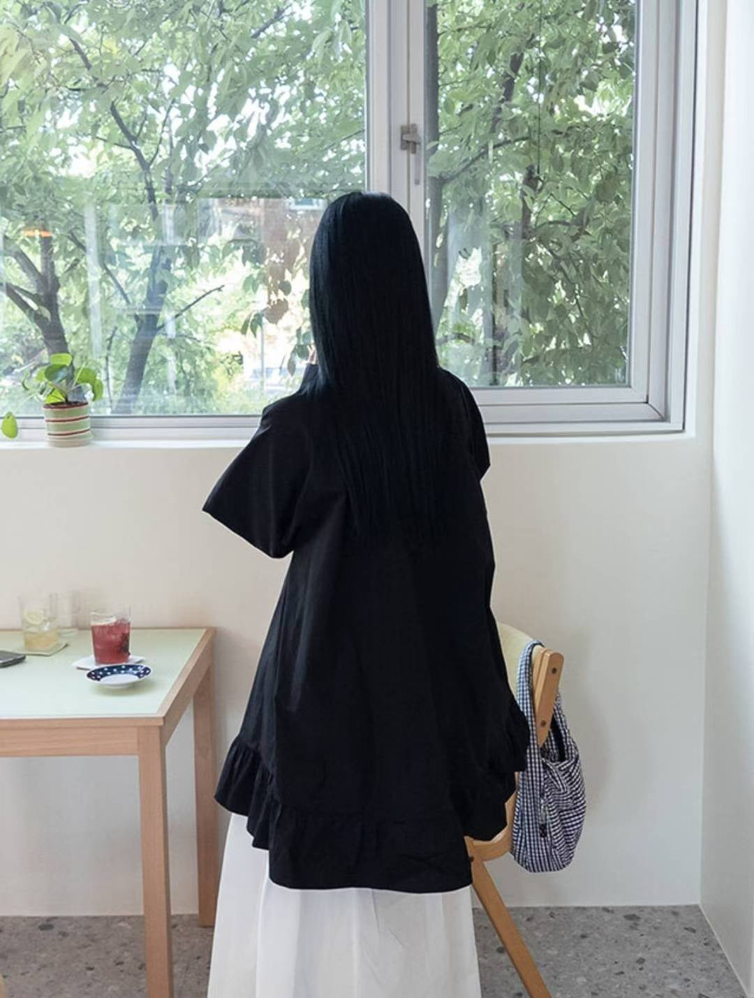 DS3512 下荷葉襯衫洋裝