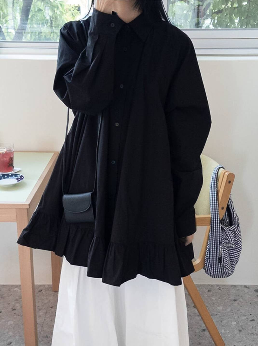 DS3512 下荷葉襯衫洋裝