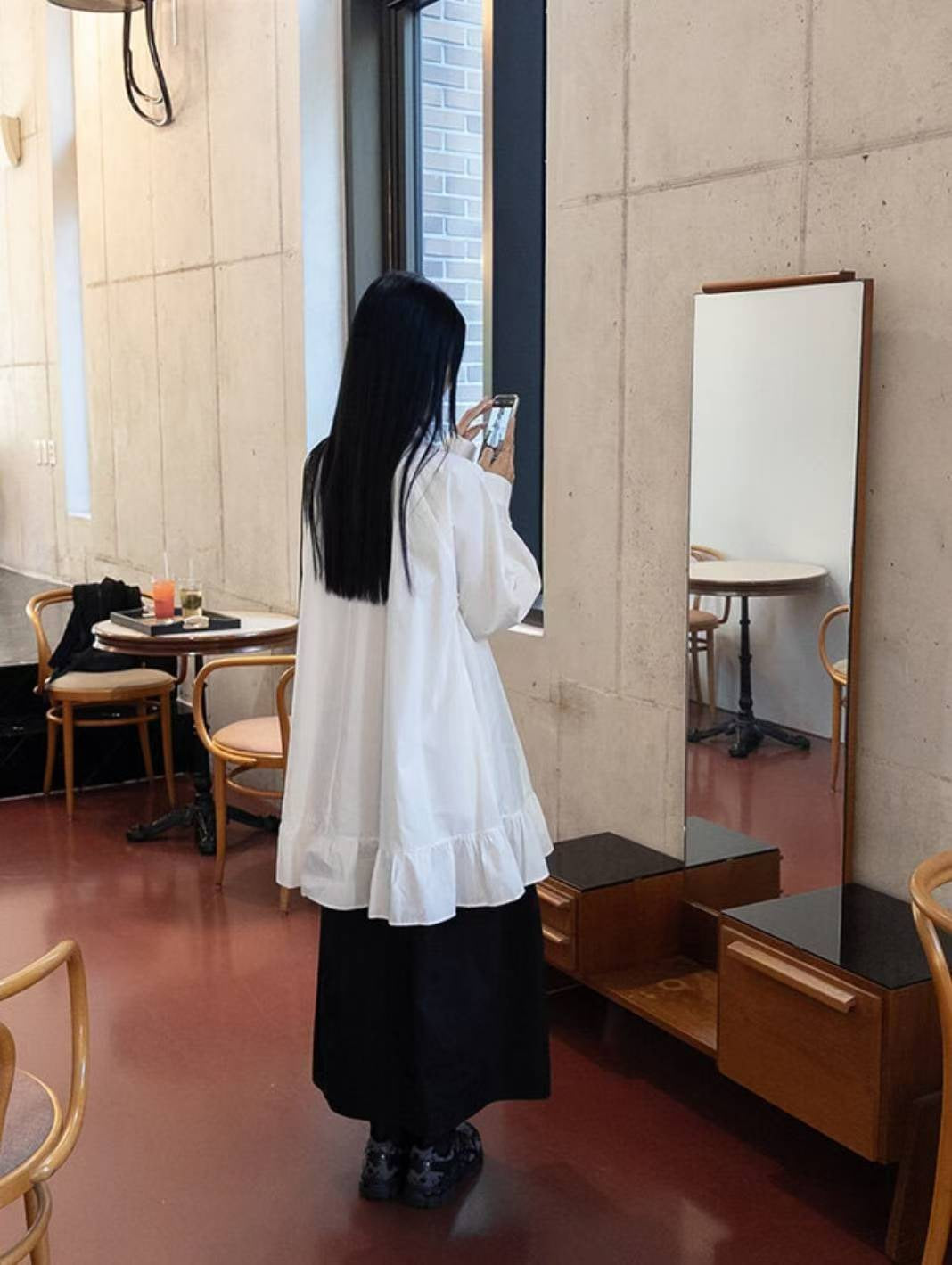 DS3512 下荷葉襯衫洋裝