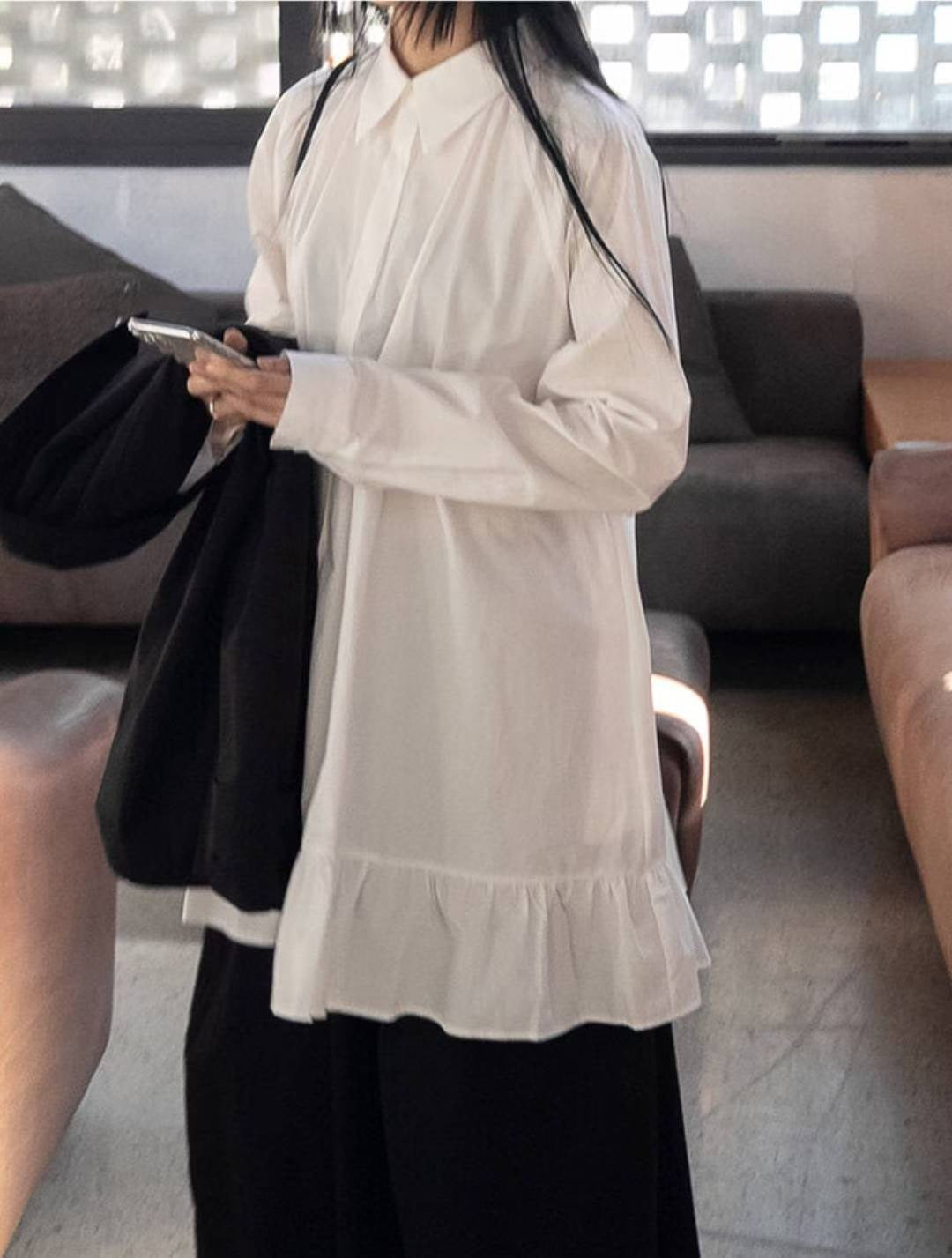 DS3512 下荷葉襯衫洋裝
