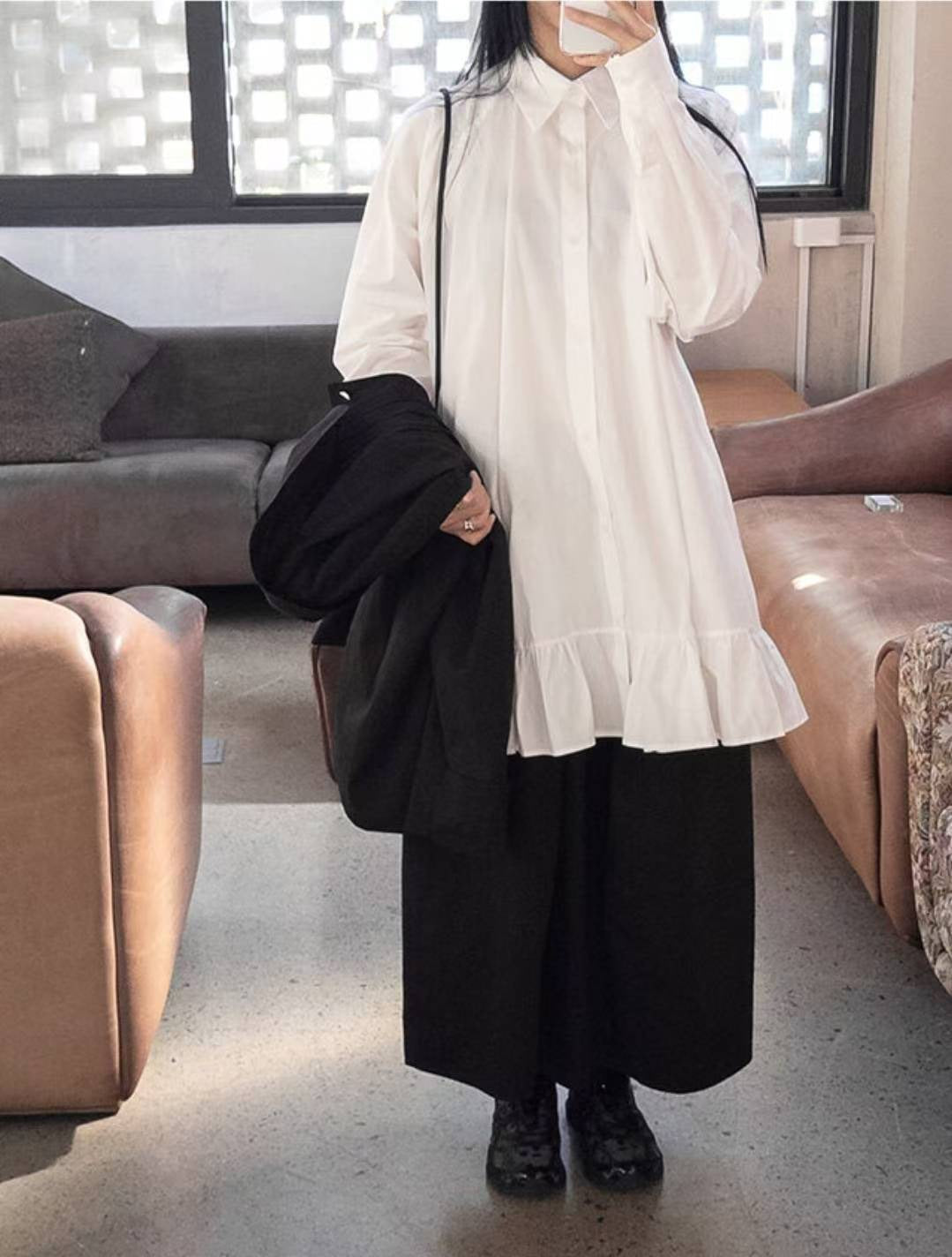 DS3512 下荷葉襯衫洋裝