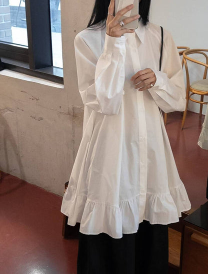 DS3512 下荷葉襯衫洋裝