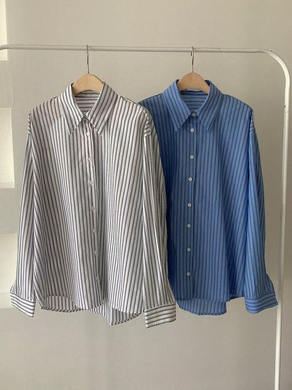 SH528 直紋長袖襯衫