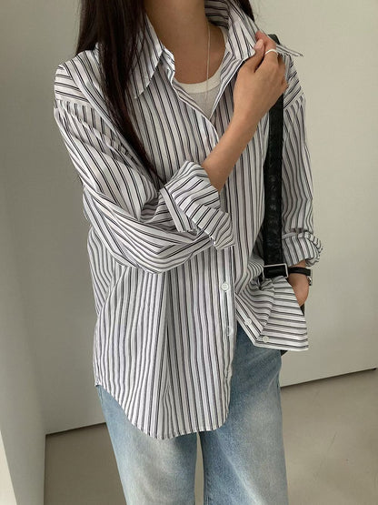 SH528 直紋長袖襯衫