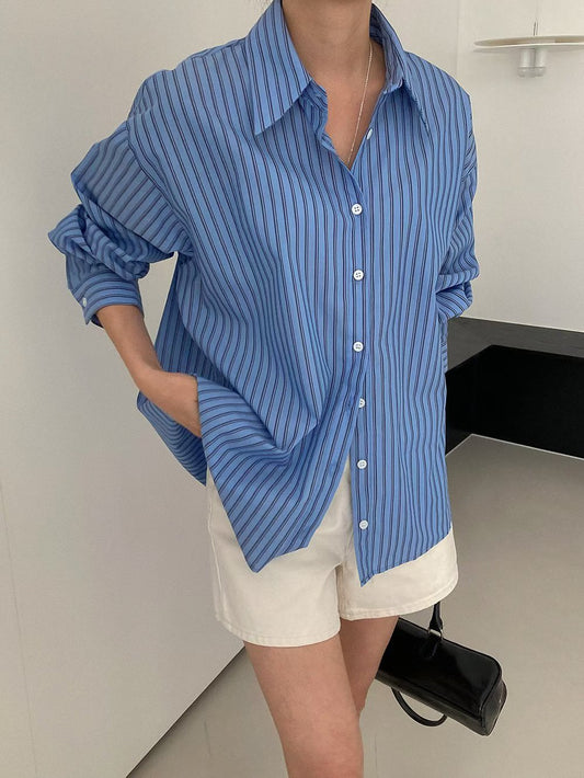 SH528 直紋長袖襯衫