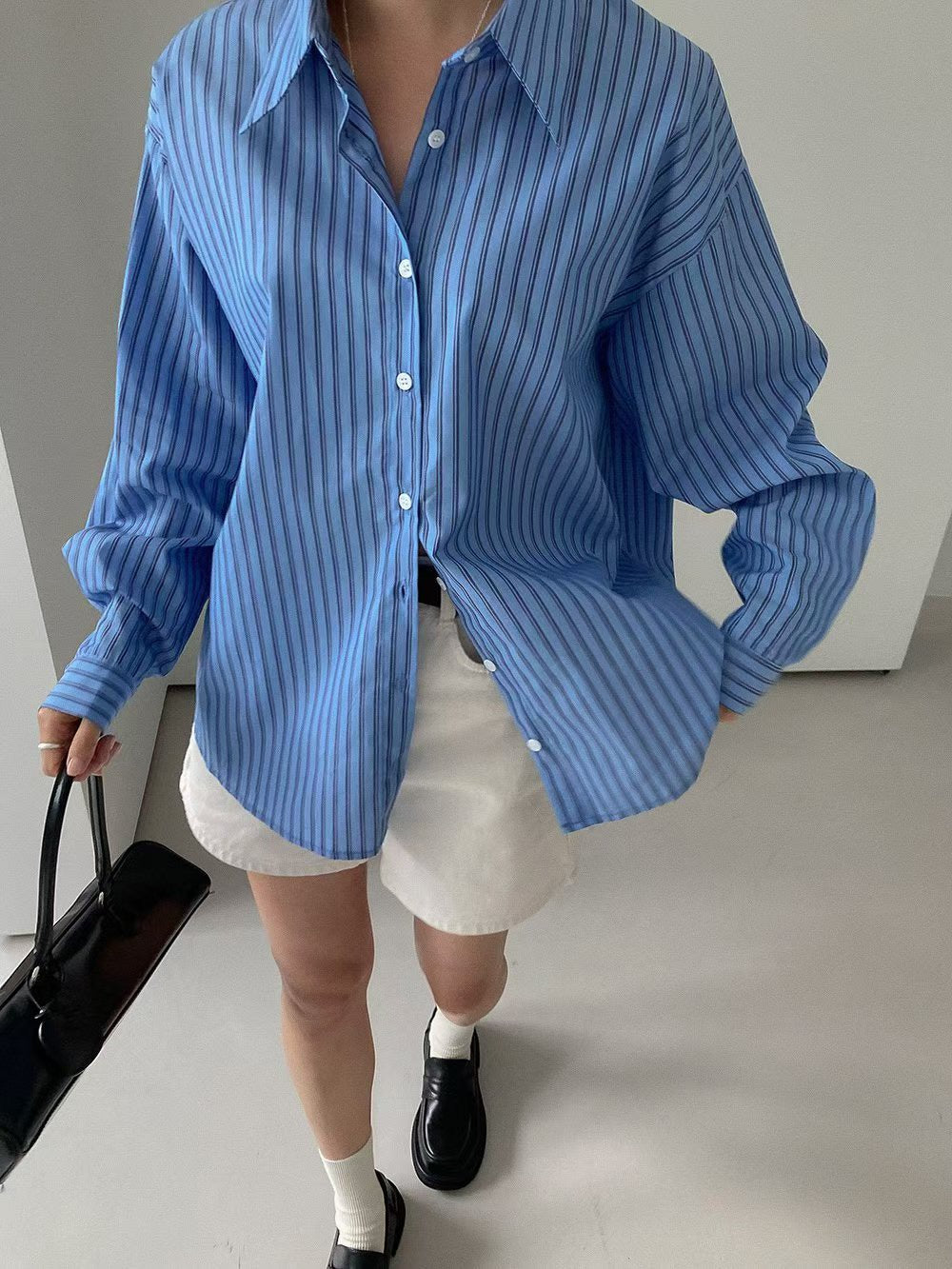 SH528 直紋長袖襯衫