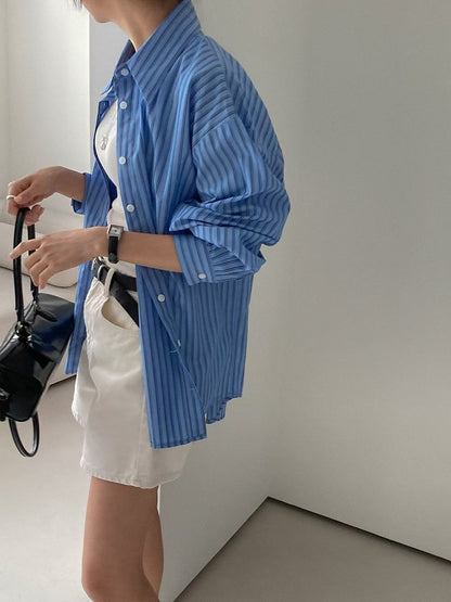 SH528 直紋長袖襯衫