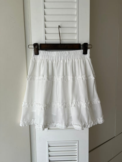 KS744 荷葉邊雪紡短褲裙