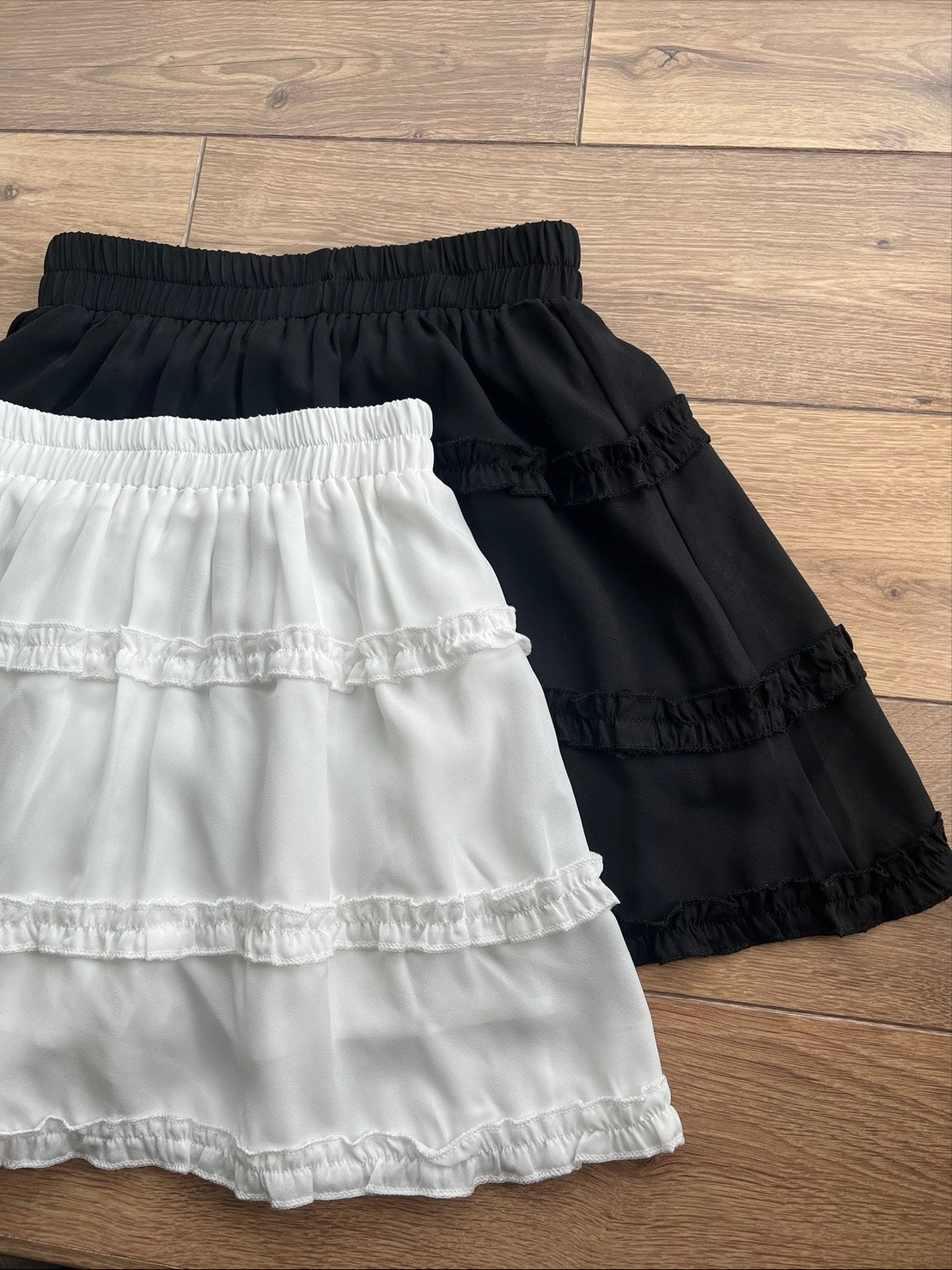 KS744 荷葉邊雪紡短褲裙