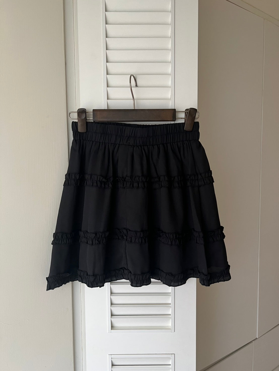 KS744 荷葉邊雪紡短褲裙