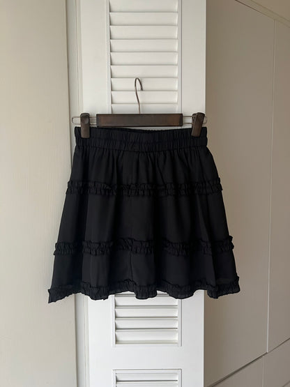 KS744 荷葉邊雪紡短褲裙