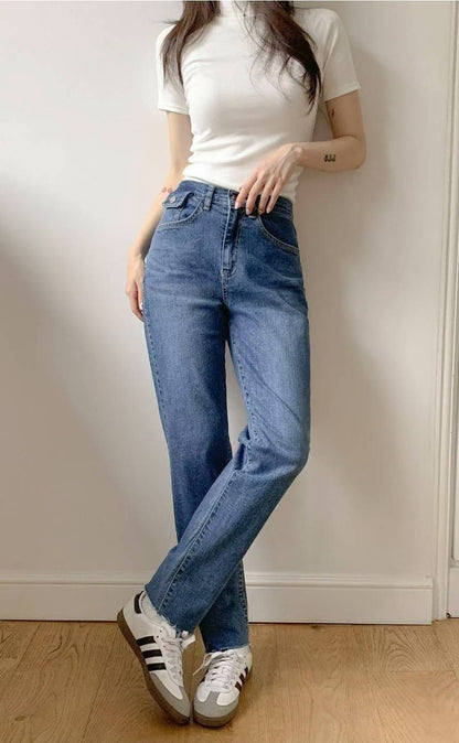 JL759 彈性直筒丹寧褲