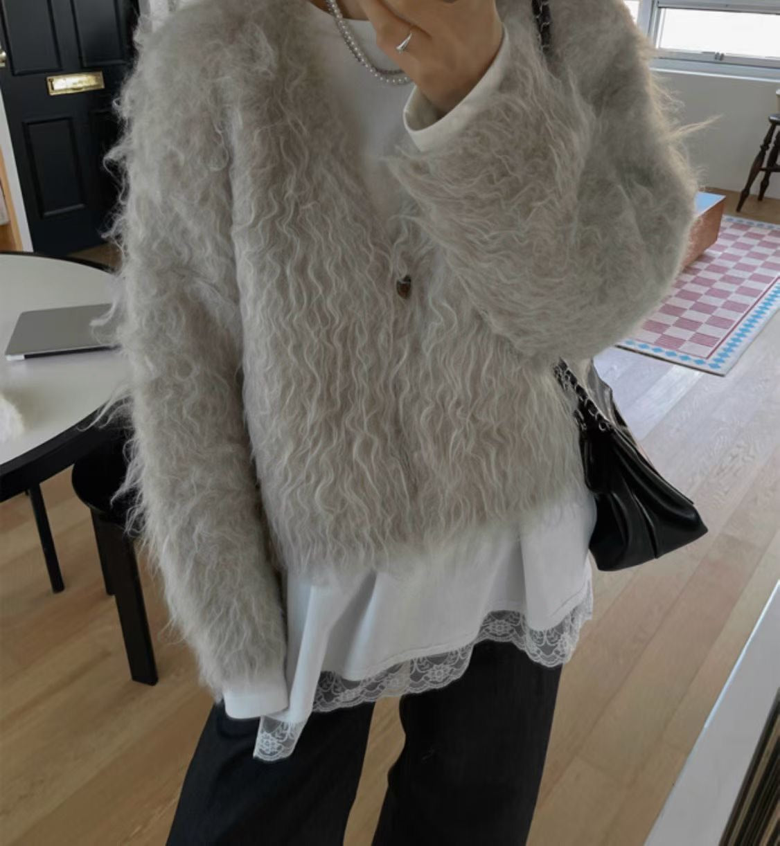 ST4529 下蕾絲長版T